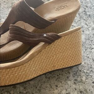 UGG Women's Tan and Brown Wedge Sandals
